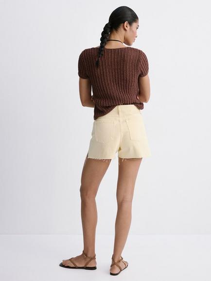 Mango Denim Shorts, Pastel Yellow - view 2, Pastel Yellow