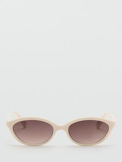 Mango Oval Frame Sunglasses, White, White