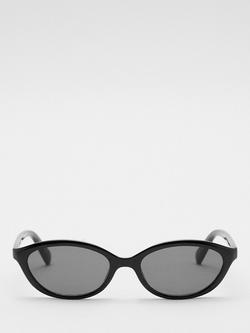 Mango Oval Frame Sunglasses, Black, Black