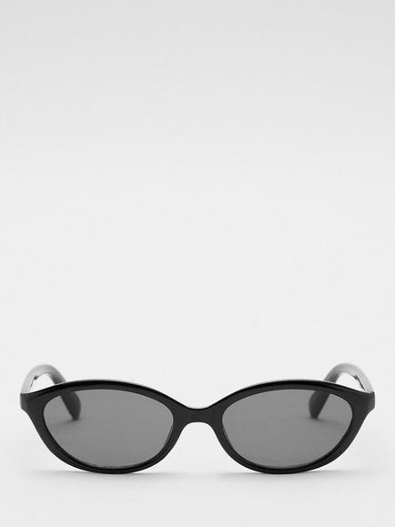 Mango Oval Frame Sunglasses, Black, Black