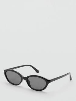 Mango Oval Frame Sunglasses, Black - view 2, Black