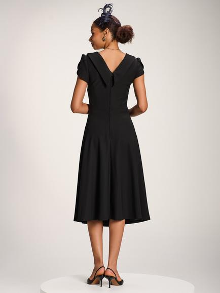 Jolie Moi A-Line Roll Neck Midi Dress, Black - view 2, Black