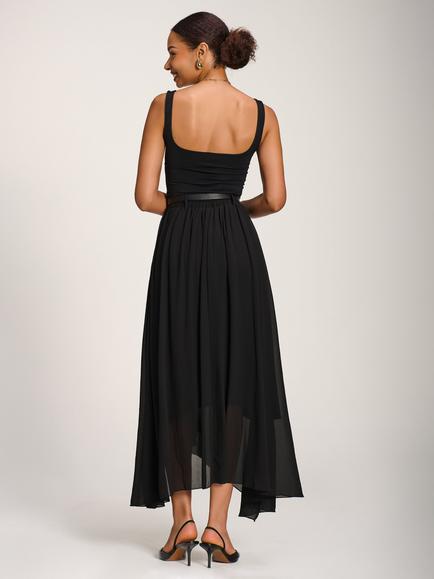 Jolie Moi Asymmetrical Maxi Skirt, Black - view 2, Black