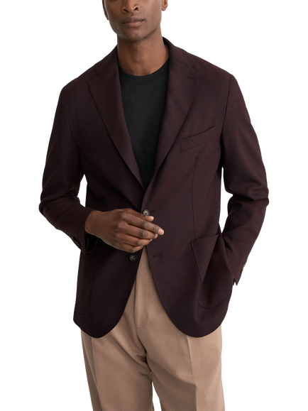Eton Wool Blend Lana Tech Structure Soft Blazer, Dark Red, Dark Red