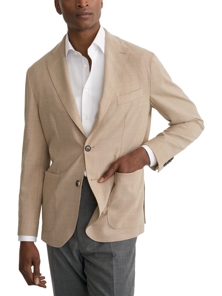 Eton Wool Blend Lana Tech Structure Soft Blazer, Beige, Beige