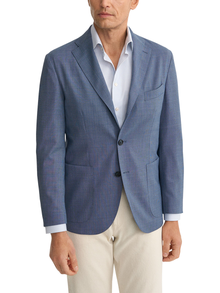 Eton Wool Blend Lana Tech Hopsack Soft Blazer, Mid Blue, Mid Blue