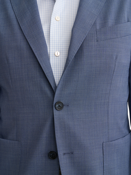 Eton Wool Blend Lana Tech Hopsack Soft Blazer, Mid Blue - view 2, Mid Blue