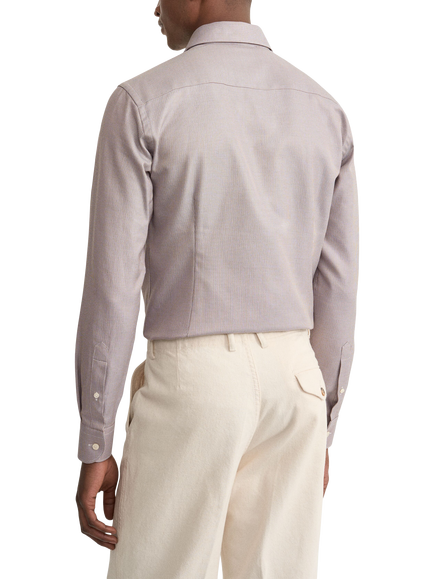 Eton Cotton Twill Semi Solid Dobby Shirt, Brown - view 2, Brown