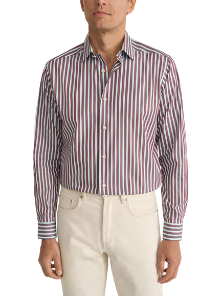 Eton Bengal Striped Fine Twill Shirt, Dark Red, Dark Red