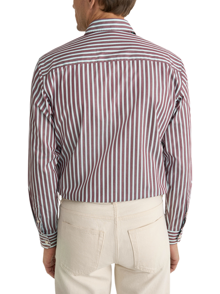 Eton Bengal Striped Fine Twill Shirt, Dark Red - view 2, Dark Red