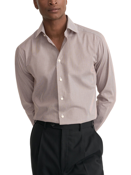 Eton Striped Fine Twill Shirt, Dark Red, Dark Red