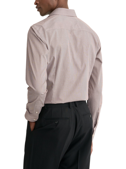 Eton Striped Fine Twill Shirt, Dark Red - view 2, Dark Red