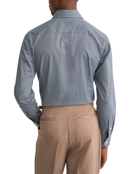 Eton Tailored Print Signature Twill Shirt, Dark Blue - view 2, Dark Blue