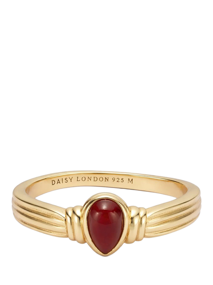 Daisy London x Away That Day Red Jasper Ring, Gold, Gold