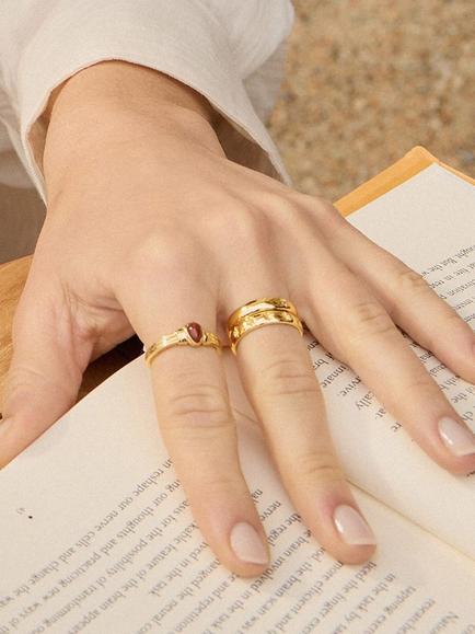 Daisy London x Away That Day Red Jasper Ring, Gold - view 2, Gold