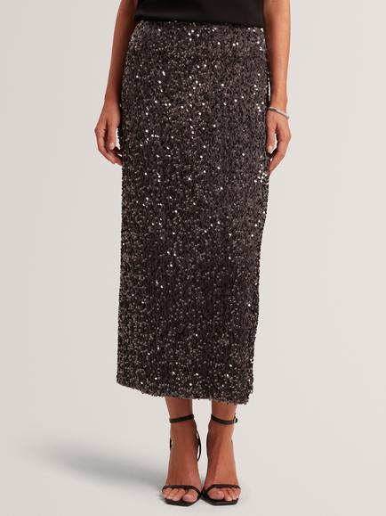 Ted Baker Sereni Sequin A-Line Midi Skirt, Dark Grey, Dark Grey