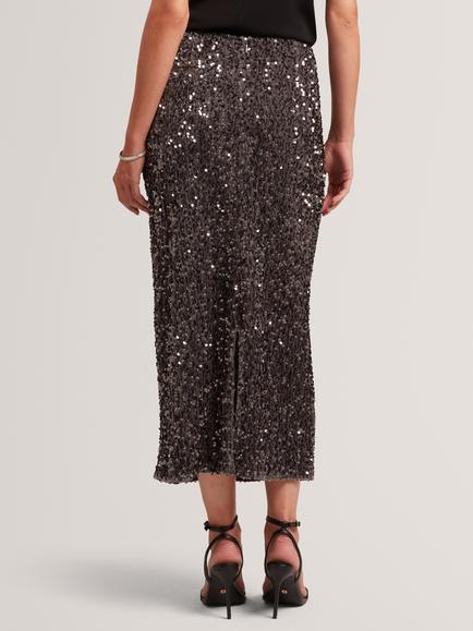 Ted Baker Sereni Sequin A-Line Midi Skirt, Dark Grey - view 2, Dark Grey