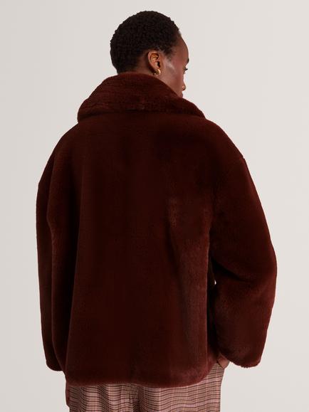 Ted Baker Norinaa Faux Fur Coat, Burnt Red - view 2, Burnt Red
