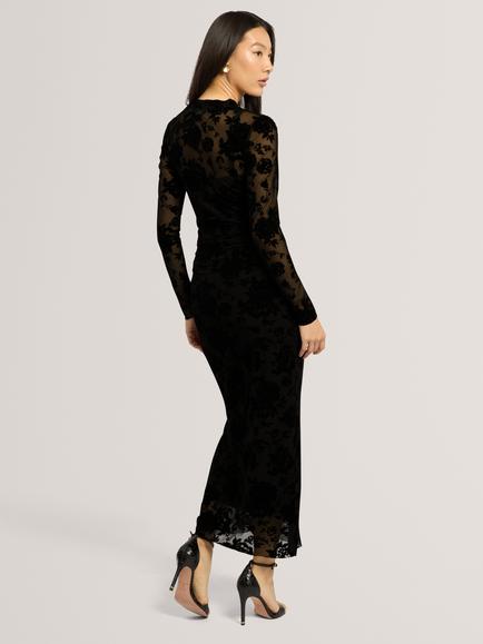 Ted Baker Cireya Floral Devore Bodycon Midi Dress, Black - view 2, Black