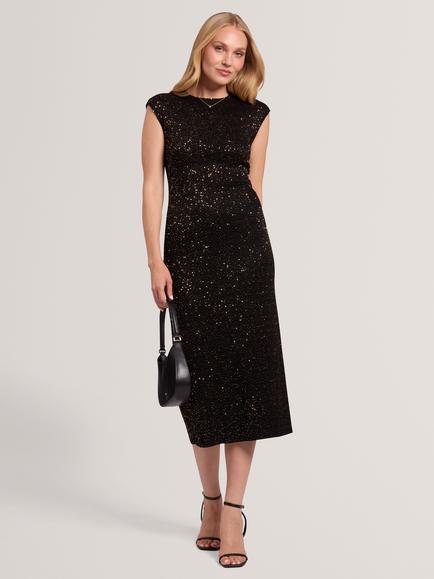 Ted Baker Mylla Metallic Bodycon Midi Dress, Black, Black