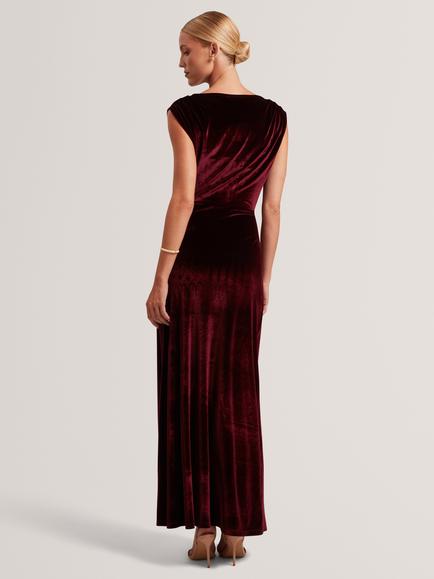 Ted Baker Mirien Sleeveless Velvet Maxi Dress, Maroon - view 2, Maroon