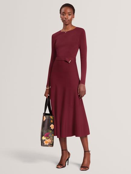 Ted Baker Talmah Knit Midi Dress, Maroon, Maroon