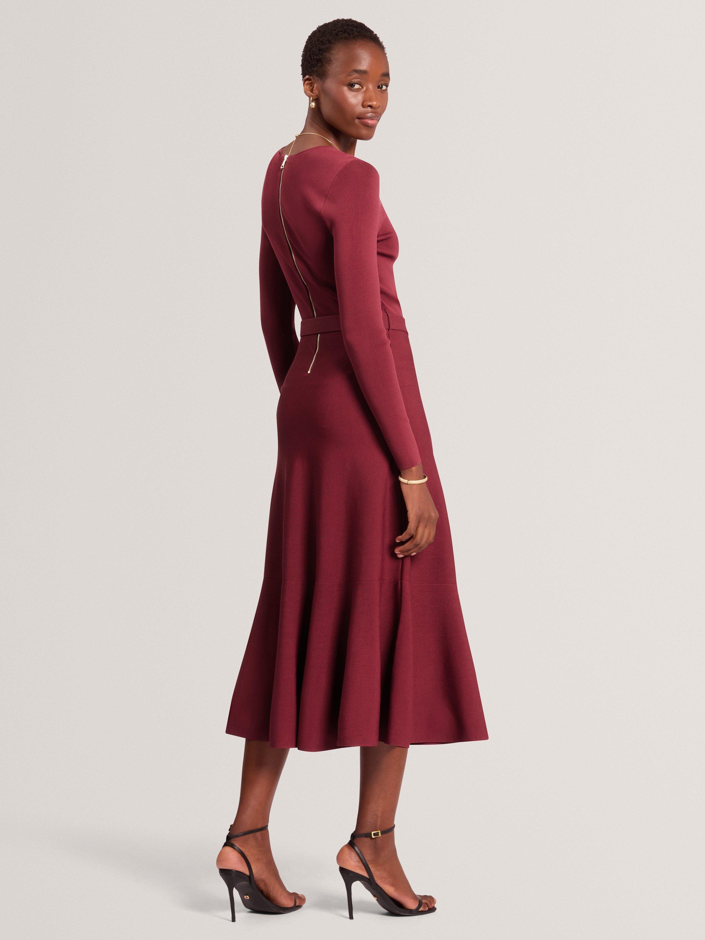 Ted Baker Talmah Knit Midi Dress, Maroon