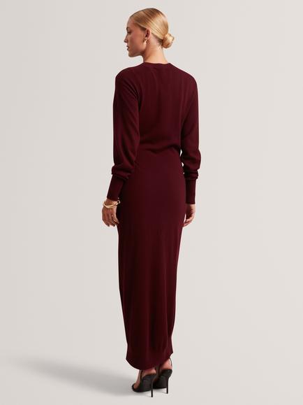 Ted Baker Verikka Wool Blend Midi Jumper Dress, Maroon - view 2, Maroon