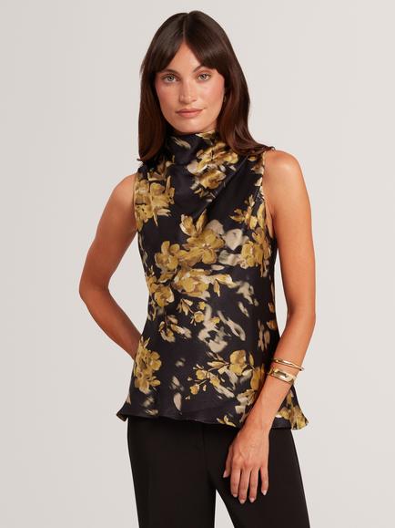 Ted Baker MERISSA Sleeveless Floral Cowl Neck Top, Black/Multi, Black/Multi