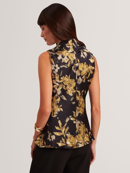 Ted Baker MERISSA Sleeveless Floral Cowl Neck Top, Black/Multi - view 2, Black/Multi