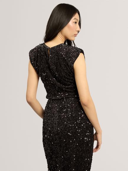 Ted Baker Vielie Sequin Top, Dark Grey - view 2, Dark Grey