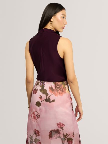 Ted Baker ZAMIE Sleeveless Drape Halterneck Top, Plum - view 2, Plum