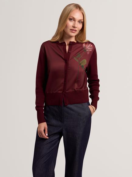 Ted Baker Noyla Floral Cardigan, Maroon/Multi, Maroon/Multi