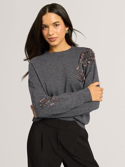 Ted Baker Enirah Embellished Jumper, Grey, Grey