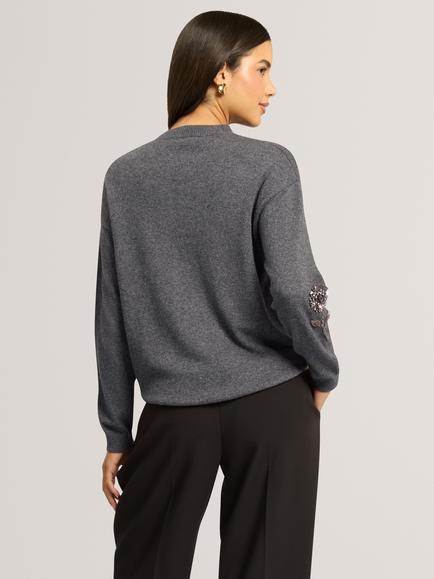 Ted Baker Enirah Embellished Jumper, Grey - view 2, Grey