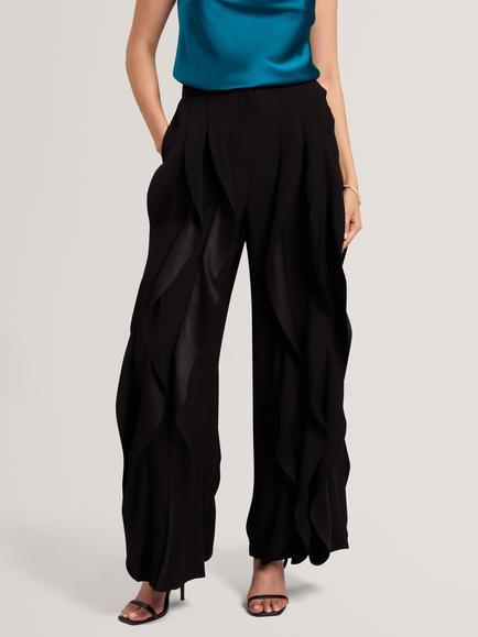 Ted Baker Caelfa Wide Leg Ruffle Trousers, Black, Black