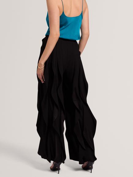 Ted Baker Caelfa Wide Leg Ruffle Trousers, Black - view 2, Black
