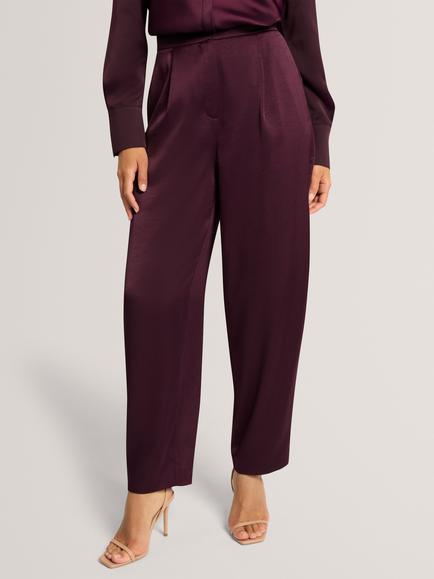 Ted Baker Chiira Barrel Leg Satin Trousers, Plum, Plum