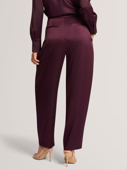 Ted Baker Chiira Barrel Leg Satin Trousers, Plum - view 2, Plum
