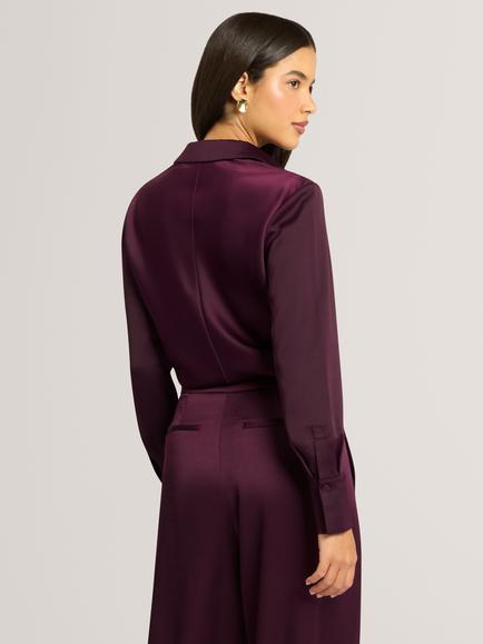 Ted Baker Lazzy Satin Shirt, Plum - view 2, Plum