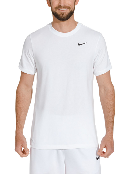 Nike Dri-FIT Fitness Crew Neck Cotton Blend T-Shirt, White/Black, White/Black