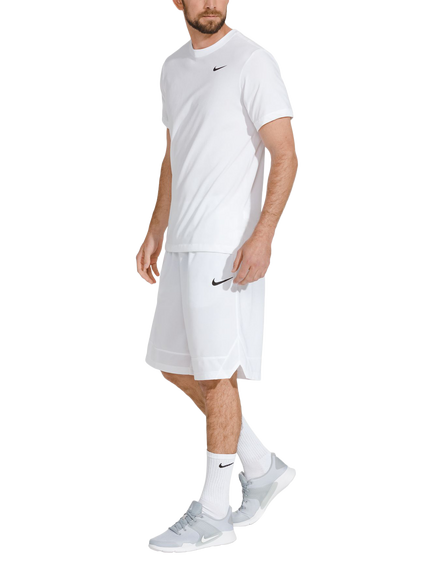 Nike Dri-FIT Fitness Crew Neck Cotton Blend T-Shirt, White/Black - view 2, White/Black