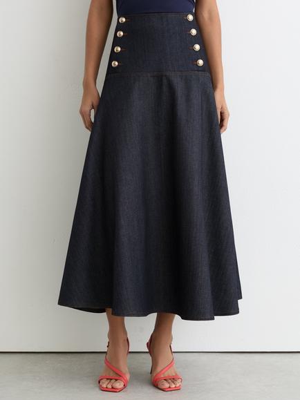 Reiss Skylar Midi Skirt, Dark Blue, Dark Blue