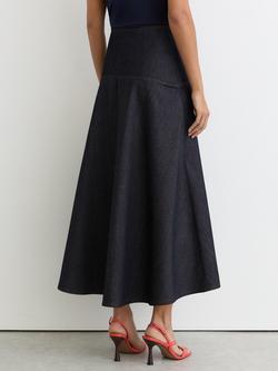 Reiss Skylar Midi Skirt, Dark Blue - view 2, Dark Blue