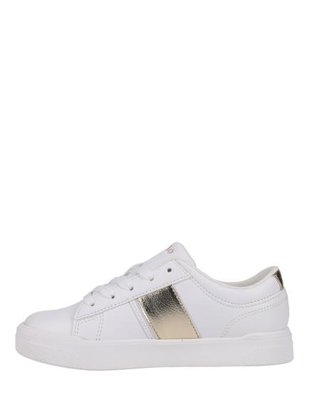Ralph Lauren Kids' Frazier Low Lace-Up Trainers, White / Gold - view 2, White / Gold