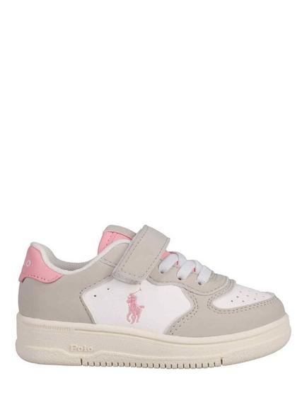 Ralph Lauren Kids' Masters Court Trainers, Grey/Wh/Pink, Grey/Wh/Pink