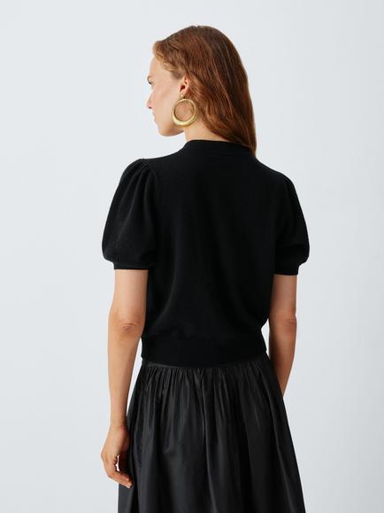 John Lewis x RIXO Minta Pure Cashmere Embellished Cardigan - view 2, Black
