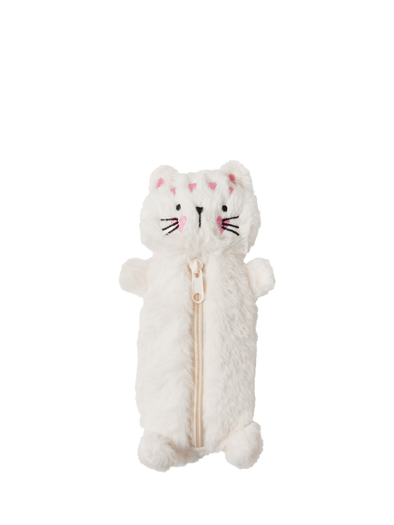 Angels by Accessorize Kids' Fluffy Cat Pencil Case, Cream, Cream