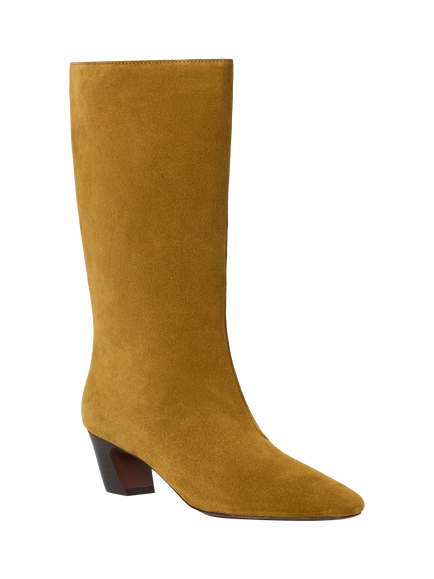 Loeffler Randall Cleo Suede Block Heel Calf Boots, Moss - view 2, Moss