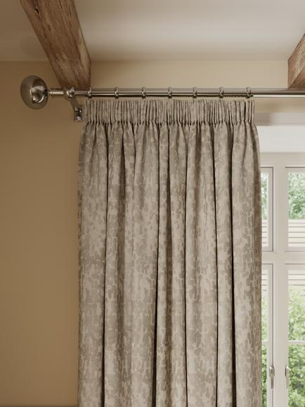 John Lewis Wilcote Textured Velvet Pair Blackout Lined Pencil Pleat Curtains, Natural